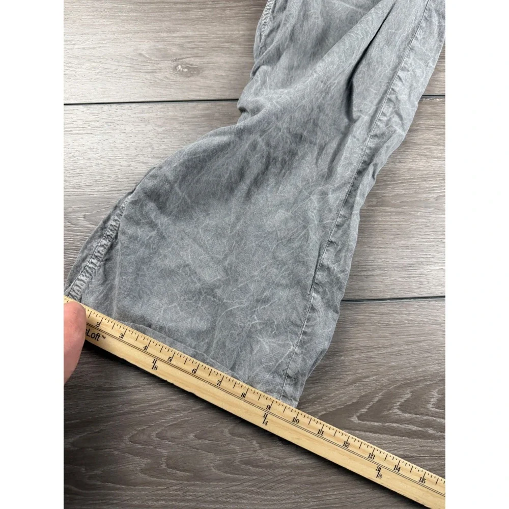 Zara Women Pants Lyocell Linen Blend Wide Leg Acid Wash Grey 6